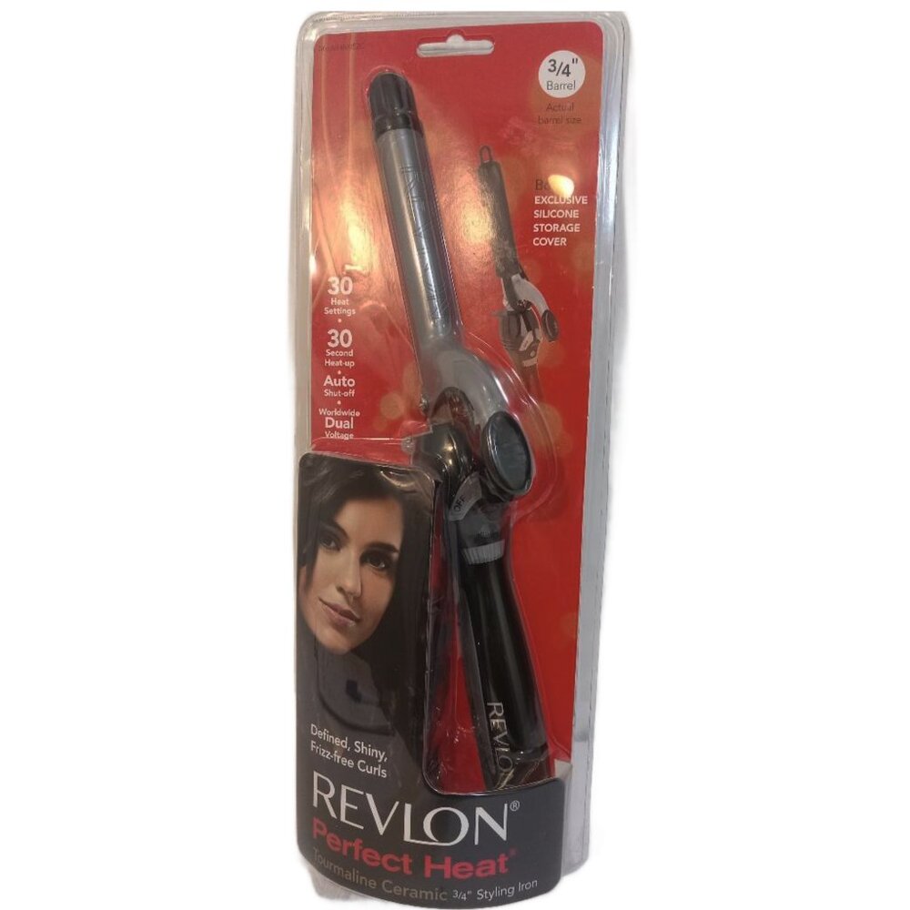 Revlon Perfect Heat Styling Iron Tourmaline Ceramic 3/4" Barrel 30 Heat Settings
